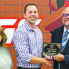 Pictured Left to right: Cache High School Principal Christy Taylor, District and High School Teacher of the Year for 2022 Josh Probst and Superintendent Chad Hance.
